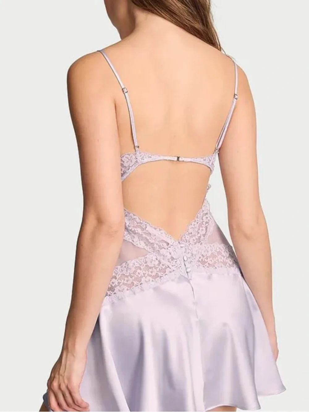 Victoria's Secret Light Lavender Satin & Lace Chemise - Picture 2 of 10